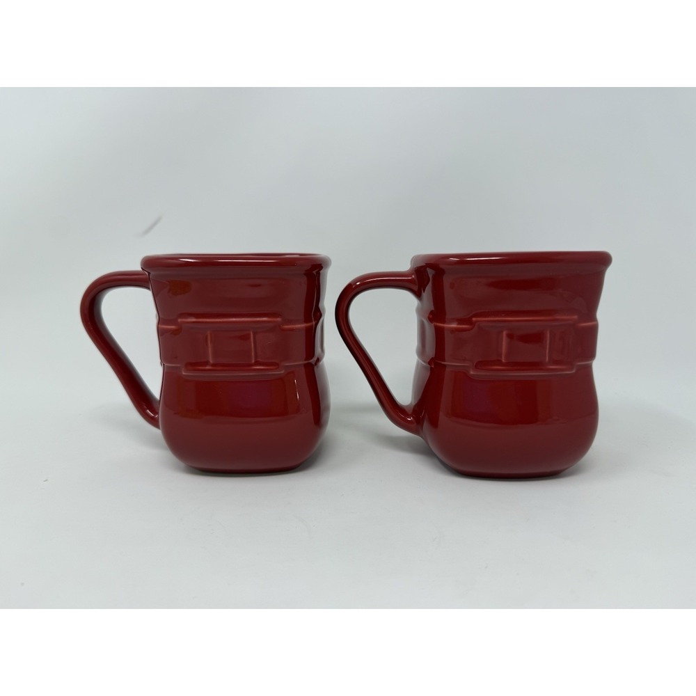 Longaberger Pottery Red Square Mugs Set of 2 14 Oz